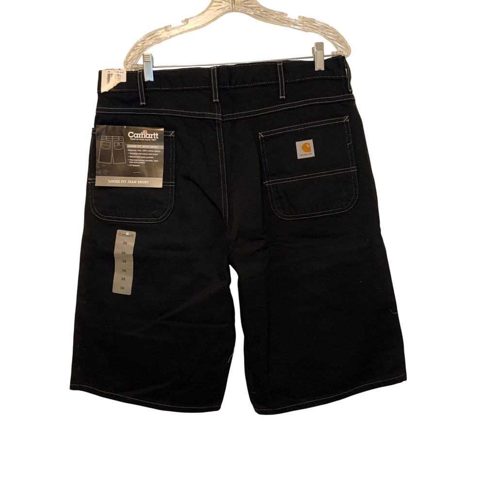 Carhartt Loose Fit Jean Shorts Mens 36 Black Cotton Denim B169 BLK